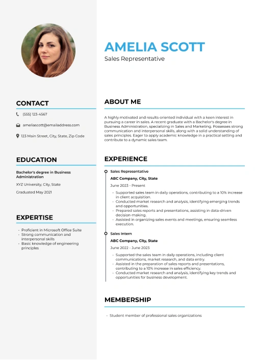 entry-level sales CV example