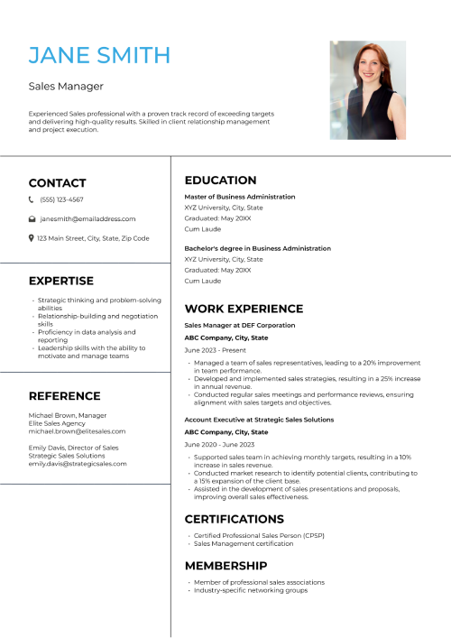 mid-level sales CV example